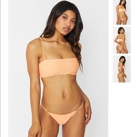 Frankie’s Bikinis Scarlett Ribbed Top in Sunrise - Picture 2 of 11